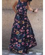 Vintage Sleeveless Floral Overhead Maxi Dress
