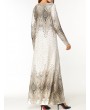 Elegant Print Long Sleeve Islam Muslim Slim Long Dress