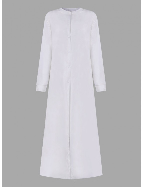 Casual Loose Button Long Sleeve Shirt Maxi Dress For Women