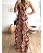 Sexy Geometric Lace-up Sleeveless Maxi Dress