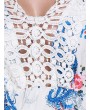 Women Boho V-neck Floral Print Hollow Lace Dress